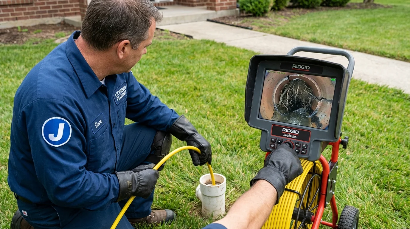 Sewer camera inspection being performed by Johns Plumbing LLC in Hampton